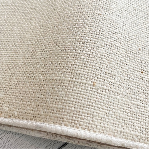 Vintage MCM Burlap Padded Table Runner & Placemats Green Red Tassel Christmas - Picture 11 of 11